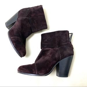 Rag & Bone Newbury Suede Ankle Heeled Boot Burgundy